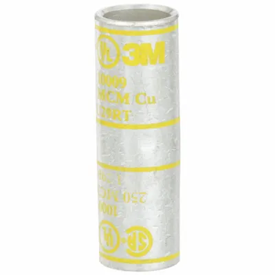 3M Open Barrel Splices: 250 kcmil Wire Size, Yellow Code, 2.25 in - Crimped Butt Splice Compression Connectors
