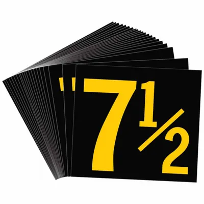 BRADY Number Label: 7 1/2, 2 1/2 in Character Ht, 3 1/4 in Character Wd - KVA Markers