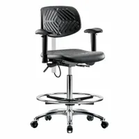 ESD Task Chair: Polyurethane, Arms Included, Ht Range 24 1/2 in to 34 3/4 in, 16 in Seat Wd, Adj (MPN BR-ESD-PHBCH-CR-T1-A1-CF-EC)