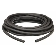 Solid round foam rubber seal made of black EPDM, 25 ft long with 1/2 in width. Features nail-on/staple-on mounting for secure attachment. Used for weatherproofing, vibration dampening, and gap sealing in enclosures, doors, panels, and equipment.