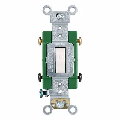LEVITON Wall Switch: Toggle Switch, Double Pole, Maintained, White, 120/277V AC - Toggle Wall Switches