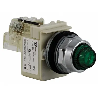 SCHNEIDER Pilot Light: 30 mm Panel Mounting Size, Green, Incandescent - Incandescent Pilot-Lights