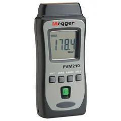 The MEGGER PVM210 is a solar irradiance meter designed for field measurement of solar irradiance in photovoltaic systems. It features an LCD display for real-time readings and measures irradiance from a minimum of 0 W/sq m. This instrument is used for assessing solar panel performance, verifying system output, and conducting site surveys.