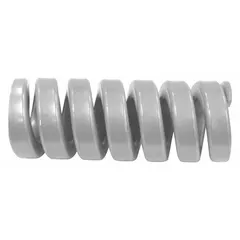 Cylindrical die spring with closed, ground ends. Made from alloy steel. Length 7 1/64 in, outer diameter 1.25 in. Used in stamping dies, metal forming, and press tooling for controlled force and return action.