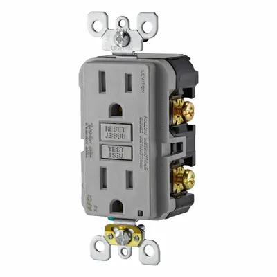 LEVITON AFTR1-GY Decorator Duplex Receptacle, 5-15, Gray, 125V AC, 15A - General Purpose Receptacles