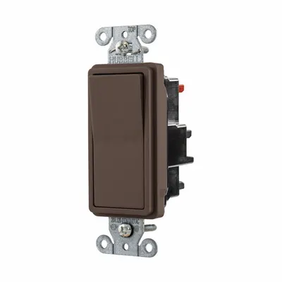 HUBBELL Wall Switch: Rocker Switch, Single Pole, Maintained, Brown, 120/277V AC - Rocker Wall Switches