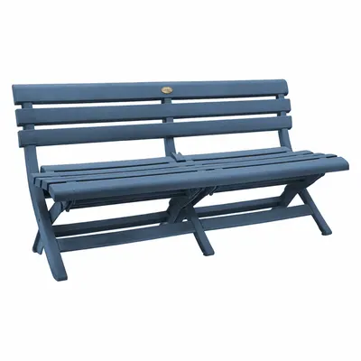 GROSFILLEX Folding Bench: Barn Blue, Barn Blue, 16 in Seat Ht, 58 3/4 in Seat Wd - Patio Benches