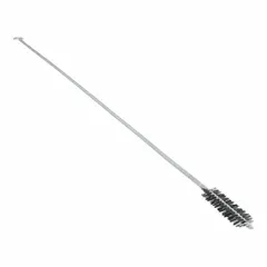 This steel brush features a single-spiral, single-stem design with a twisted end and a 4-1/2-inch brush length. The wire handle provides a secure grip. It is used for cleaning soot and scale from furnace and boiler tubes and other heat-exchange surfaces.