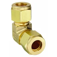 PARKER Compression Fitting Elbow: 1/2 in OD x 1/2 in OD Size, Compression x Compression, Brass (MPN 8-8 EBZ-B)