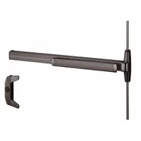 This surface vertical rod push bar is constructed of bronze and features a touchbar with night latch. Designed for doors up to 3 ft wide, it is configured as right-hand reverse (RHR). Suitable for use on commercial doors requiring panic exit hardware