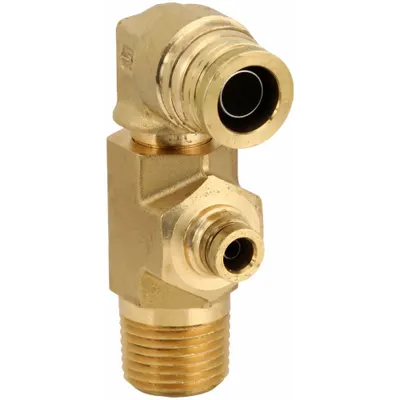 PARKER Push-Fit Elbow Fitting: 1/2 in OD x 1/2 in Pipe Fitting Size, Push-to-Connect x MNPT - Brass Air Brake Fittings
