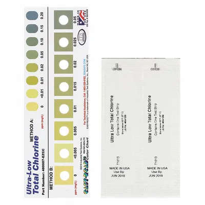 INDUSTRIAL TEST SYSTEMS Test Strips: Total Chlorine, Strip, 30 Tests - Single-Parameter Test Strips