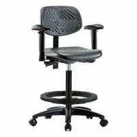 Ergonomic Chair: Polyurethane, Arms Included, Ht Range 23 1/4 in to 33 1/4 in, 16 in Seat Wd, Adj (MPN BR-PHBCH-RG-T0-A1-BF-RC-BLK)