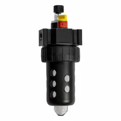 The Parker 16L22BE is a micro-mist lubricator from the Series 16L, featuring a zinc body. It has a 3/8 in NPT port size, flow capacity of 90 scfm, maximum operating pressure of 250 psig, and maximum operating temperature of 175°F. This lubricator injects a fine oil mist into compressed air lines to lubricate pneumatic tools, cylinders, and valves in industrial manufacturing and automated machinery.