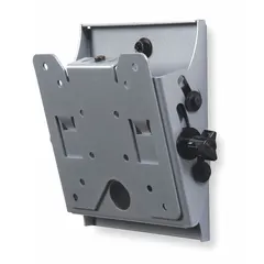 This fixed wall mount supports screens from 10 to 29 inches with a maximum load of 80 lb. It features a black powder-coated finish and includes all necessary mounting hardware for installation.