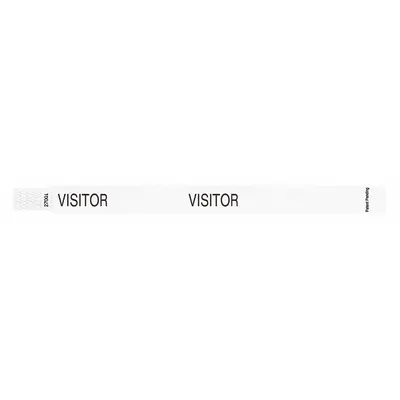 ID Wristband: Visitor, 10 in Overall Lg, 3/4 in Overall Wd, Tyvek, White - Security Wristbands