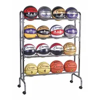 CHAMPION SPORTS Ball Rack: 41 in Overall Lg, 17 in Overall Wd, 53 in Overall Ht, Silver (MPN BRC4)