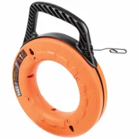 KLEIN TOOLS Marked Fish Tape: 65 ft Lg, Manual Wind Tape Retraction, Flat Tape Shape, 9 in Case Dia (MPN 56002)