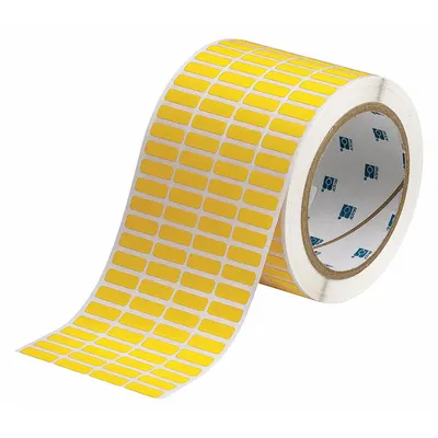 BRADY Wraparound Label: 1/4 in x 3/4 in, Polyimide, Black on Yellow - Brady Precut Label Rolls