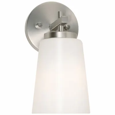 AFX INC. MediumBaseSconce: Satin Nickel, 60 W Fixture Watt, 120V AC, Dimmable, 6 1/4 in Lg - Joanna Wall Sconces