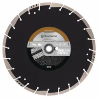 This diamond saw blade is designed for cutting concrete and asphalt with power cutters. It features an 11 13/16-inch blade diameter and a 25 3/16-inch arbor size, suitable for both wet and dry operation. Common applications include road repair, pavement cutting, and general construction tasks