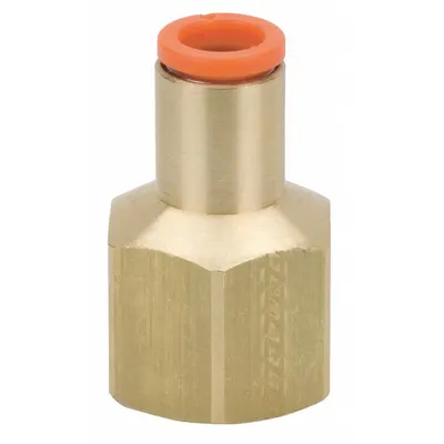 SMC Push-Fit Adapter Fitting: 8 mm OD x 1/8 in Pipe Size, Push-to-Connect x BSPT - Polybutylene & Brass Tube Fittings