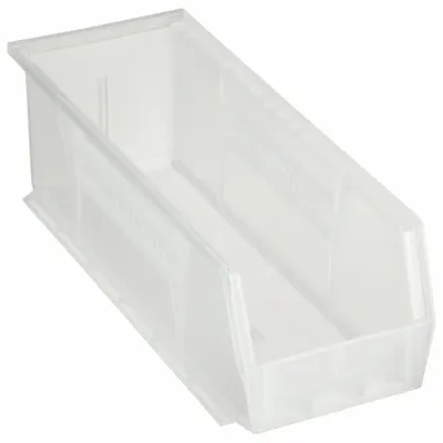 AKRO-MILS Hang and Stack Bin: 5 1/2 in x 14 3/4 in x 5 in, Clear, Label Holder Included - Clearview Plastic Bins