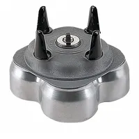 Stainless steel adapter for converting a 1 gal blender to accept a 1 qt container. Enables flexible batch processing in commercial kitchens by allowing smaller volume blending without changing the base blender