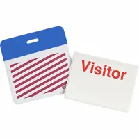 Card Clip On Badge: Visitor, Vinyl, White, 2 in Card Ht, 3 in Card Wd, 500 PK (MPN 95644)