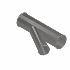 This steel branch fitting is used in dust collection and ventilation systems to split or redirect airflow at a 30° angle. It connects ductwork with 3 in or 4 in diameter and has an overall length of 15 in. Suitable for industrial ventilation and material handling applications.
