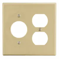HUBBELL Wall Plate: Combo, 2 Gang, Ivory, Std Size (MPN P78I)