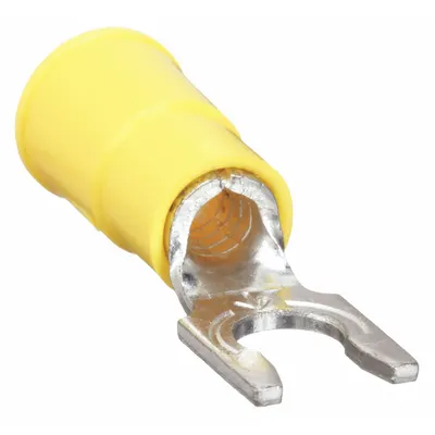 3M Fork Terminals: Yellow, Vinyl, #10 Stud Size, 12 AWG – 10 AWG Wire Range - Insulated Fork Terminals