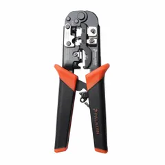 This modular data plug crimper is designed for terminating RJ-45 connectors onto UTP snagless cables. It features a 7 1/2 in overall length, deluxe cushion grip, and non-insulated construction. Commonly used in network cabling for data centers, offices, and telecom closets.