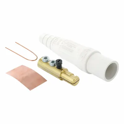 LEVITON Single Pole Inline: Male, White, 600V AC/600V DC, 190 A, Double Set Screw Termination - Plugs with Set Screw Terminations