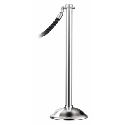 LAWRENCE METAL Flat-Top Rope Barrier Receiver Post, 36 1/4 in, Satin Chrome - Flat-Top Rope Barrier Receiver Posts