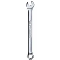 Alloy steel combination wrench with a satin finish. Features a 5 mm 6-point head and offset design for accessing recessed fasteners. Overall length of 3 1/8 in. Suitable for tightening or loosening fasteners in confined spaces