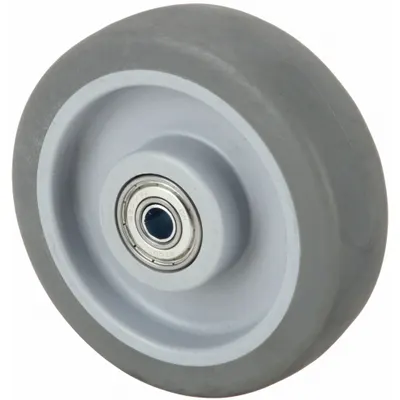 OEM Caster Wheel: 5 in Wheel Dia - Nonmarking Rubber Tread on Plastic Core Wheels