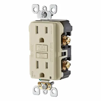 LEVITON Receptacle: Decorator Duplex, 5-15, Light Almond, 125V AC, 15 A - General Purpose Receptacles