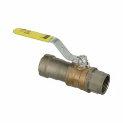Straight-pattern bronze ball valve with PTFE seals and a locking lever handle. Rated for a maximum working pressure of 125 psi (CWP). Used for on/off or diverting flow in water, oil, and gas piping systems.