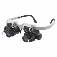 Eye loupe with variable magnification from 6X to 25X. Focal distances include 0.79 in, 0.98 in, 1.3 in, 1.96 in, 2.44 in, and 3.26 in. Diopter range 24D to 72D. Lens diameter 1.96 in (83mm). Used for close inspection of small components in assembly and repair tasks