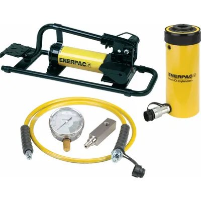 ENERPAC Ram and Pump Set: 20 ton Cylinder Nominal Capacity, 2 in Cylinder Stroke - Hollow Ram & Pump Sets