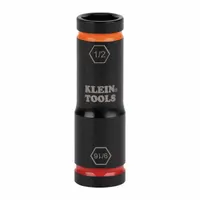 KLEIN TOOLS Flip Impact Socket: 1/4 in, 1/2 in Drive Size, SAE, 1/2 in/9/16 in Socket Size, 6-Point (MPN 66076)