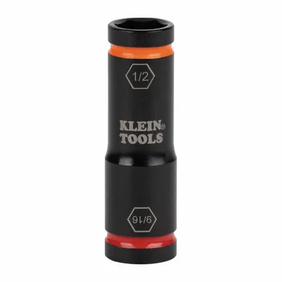 KLEIN TOOLS Flip Impact Socket: 1/4 in, 1/2 in Drive Size, SAE, 1/2 in/9/16 in Socket Size - Flip Impact Sockets