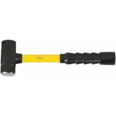 Steel engineering hammer with a 4 lb head weight, 1-5/8 in diameter striking face, and 14 in overall length. Fiberglass handle reduces vibration. Used for heavy-duty striking in metal fabrication, construction, and maintenance tasks such as driving stakes, chisels, or forming metal.
