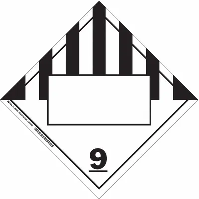 BRADY Container Placard: 9, 10 3/4 in x 10 3/4 in, 10 3/4 in Label Ht - Class 9: Miscellaneous Hazardous Materials