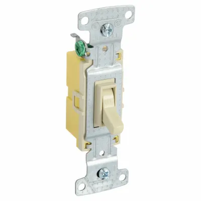 BRYANT Wall Switch: Toggle Switch, Single Pole, Maintained, Ivory, 120V AC - Toggle Wall Switches