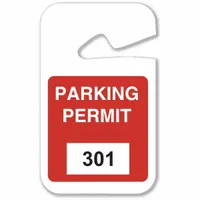Parking Permit: Parking Permit, 2 3/4 in Overall Wd, Plastic, Red, 4 3/4 in Card Ht (MPN 96273)