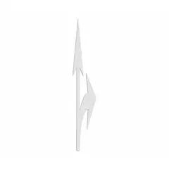 This preformed thermoplastic pavement marking is a white, 20 ft long right elongated combo arrow. It is applied using a hand torch for adhesion and is used to provide directional guidance on roadways and parking areas.