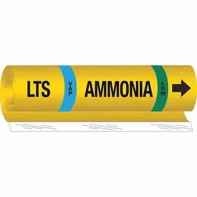BRADY Pipe Marker: LTS, VAP, Low, Fits 2 1/2 to 7 7/8 in Pipe O.D., 1 Pipe Markers - Ammonia Wrap-Around Pipe Markers
