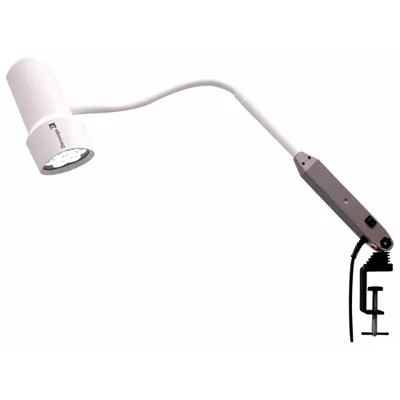 WALDMANN Examination Light: LED, 50,000 lux @ 0.5 m, Clamp, 4400K, 93 CRI, 13 W Watt - Clamp-Mount Tabletop Medical Lights